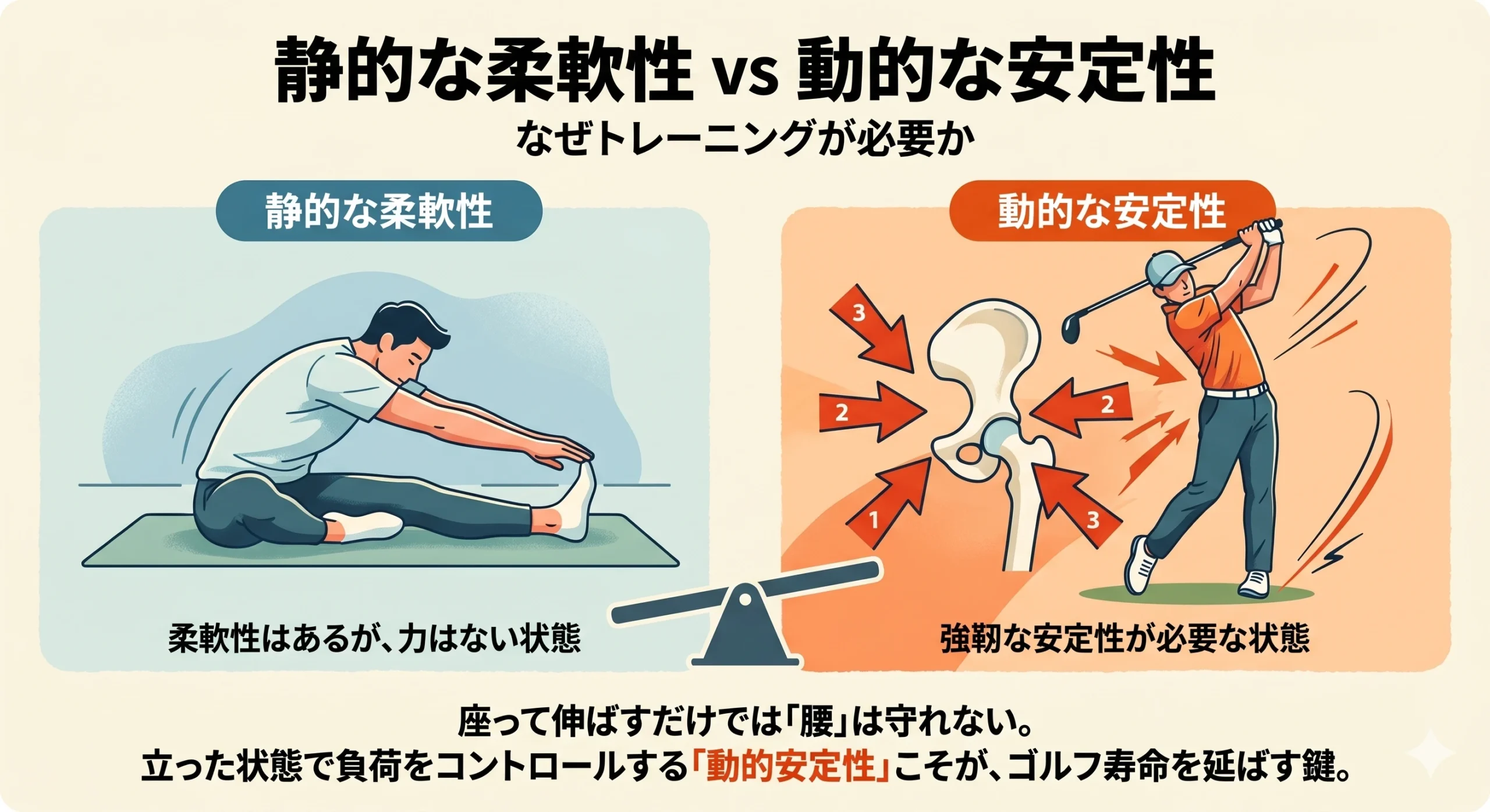 静的な柔軟性 vs 動的な安定性：なぜトレーニングが必要か